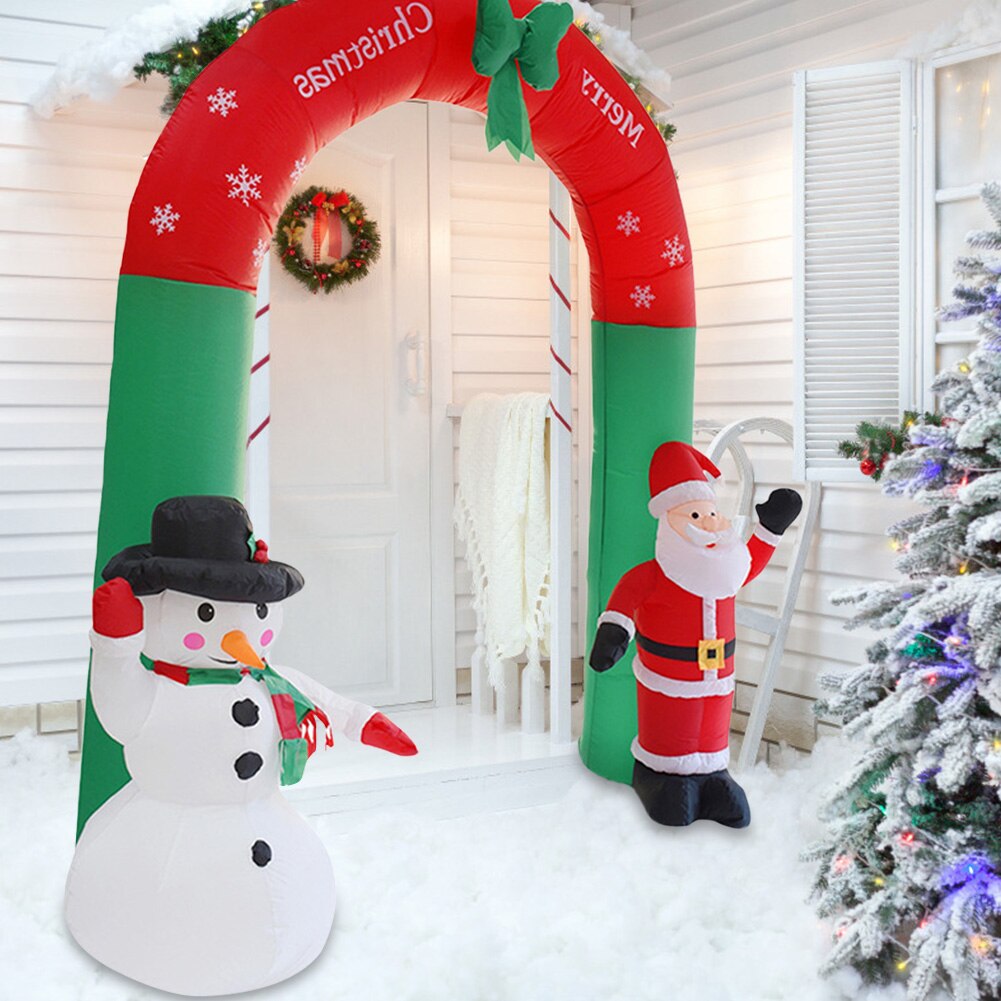 2.4m High Christmas Inflatable Archway Yard Arch With Santa Claus Snowman Decorate Home Polyester Fibre Plastic supplies
