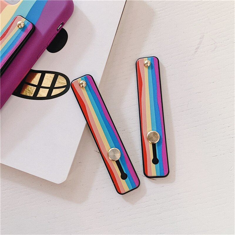 1 pz Candy color cuore custodia per cellulare staffa supporto per cinturino da polso push stretch cinturino da polso in silicone supporto per impugnatura per dito