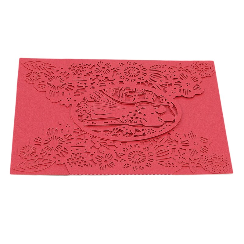 Openwork Wedding Invitation 10 Pieces Of European-Style Wedding Paper-Cut Invitations Greeting Cards Wedding Party Supplies: Portrait wedding red