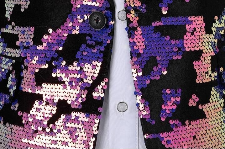 Pyjtrl Mannen Plus Size Paars Groen Blauw Pailletten Fluwelen Blazer Night Club Dj Zanger Shiny Paillette Jasje Prom Jurk kostuum