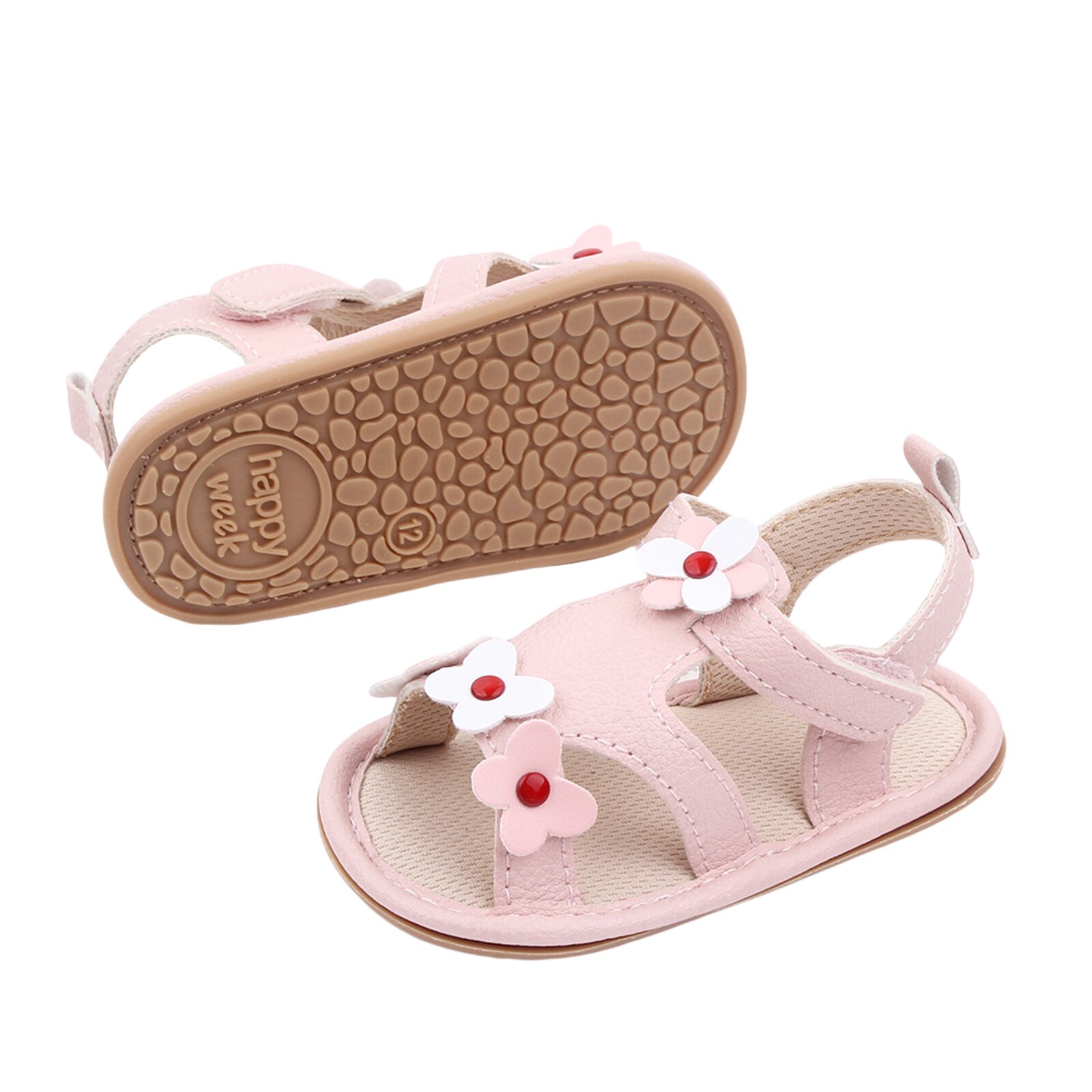 Brand Leuke Pasgeboren Baby Baby Meisjes Bloemen Prinses Schoenen Peuter Zomer Sandalen Pu Antislip Rubber Schoenen