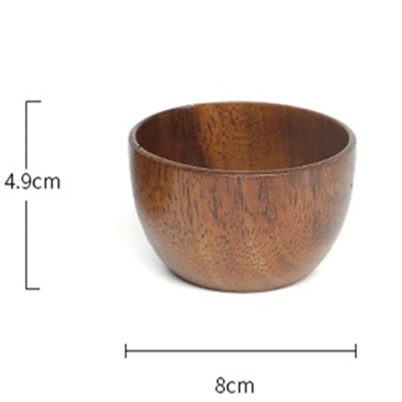 Bol à soupe/riz en bois naturel de Style japonais, bol à soupe/salade, vaisselle, bassin ménager, assiette à fruits, bol à salade en bois: 8CM