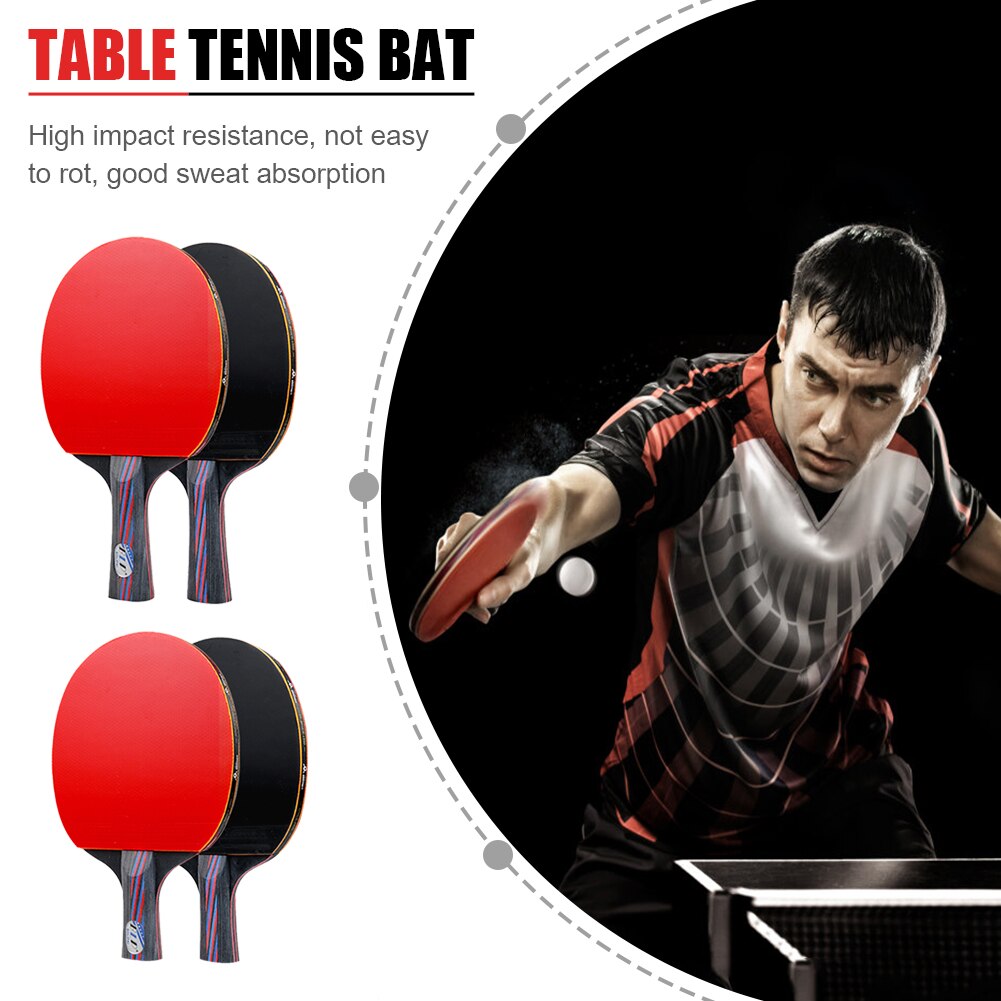 Houten Dubbele Gezicht Tafeltennis Racket Set Volwassen Student Training Krachtige Ping Pong Paddle Bat Met Zak