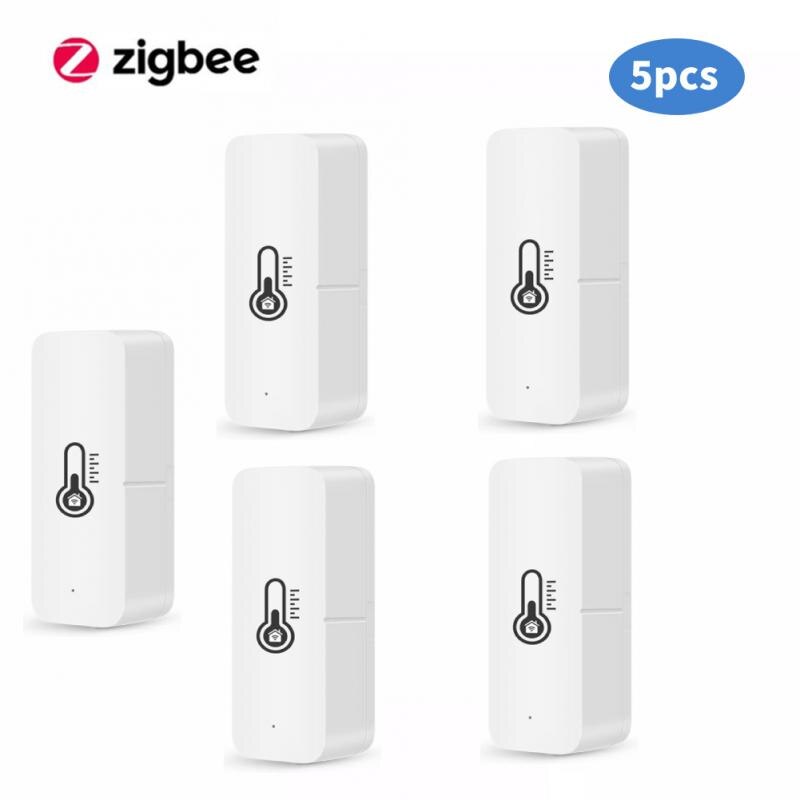 Wifi ZigBee Tuya Smart Temperature And Humidity Sensor Smart Home Indoor Hygrometer Controller Monitoring For Alexa Google Home: Zigbee 5pcs
