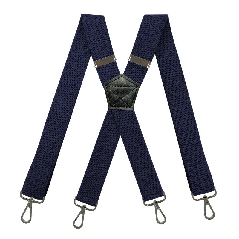 Heren Bretels 3.8Cm Breed X-Vorm Met 4 Swivel Snap Haken Verstelbare Elastische Biker Snowboard Broek Bretels zware Werk: Dark blue