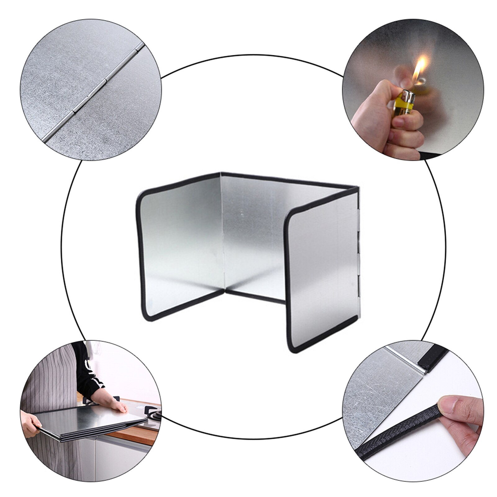 Shield Guard Oil Anti-Splash Block 3-Sided Splatter Shield Guard Gas Stove Baffle Heat Insulation Kitchen Utensils