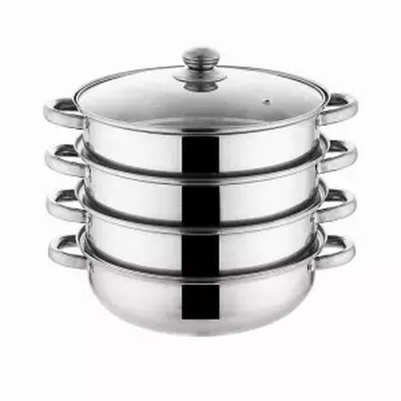Vaporera de acero inoxidable para sopa, olla al vapor gruesa, engrosamiento doble, jaula grande, cajón de vapor, olla de sopa Binaural para el hogar