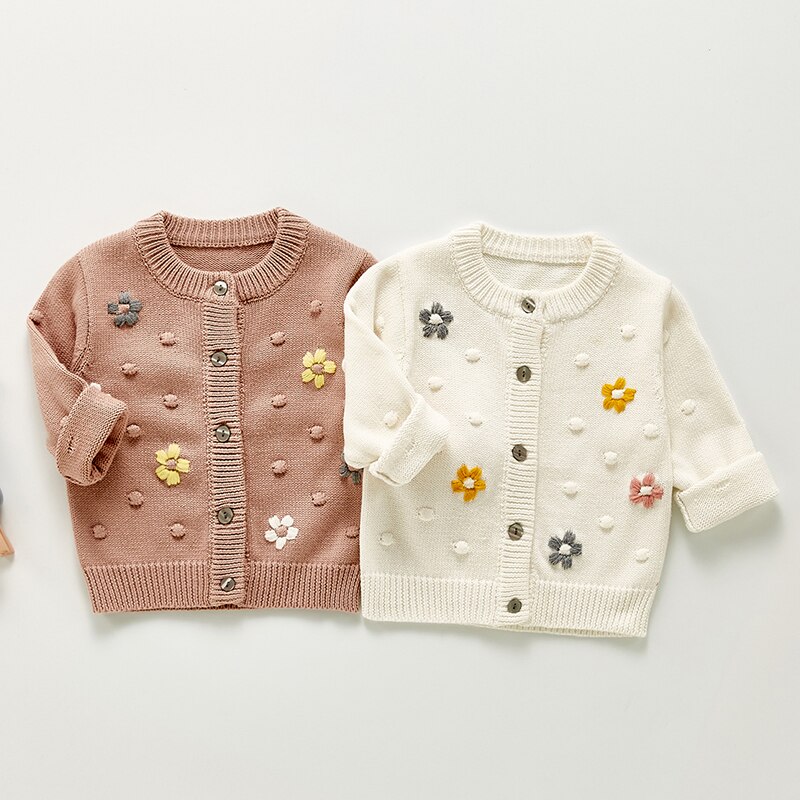 Pasgeboren Baby Kleding 0-2 Jaar Leuke Meisje Trui Lente Herfst Bloemen Baby Gebreid Vest Katoen Peuter kleding