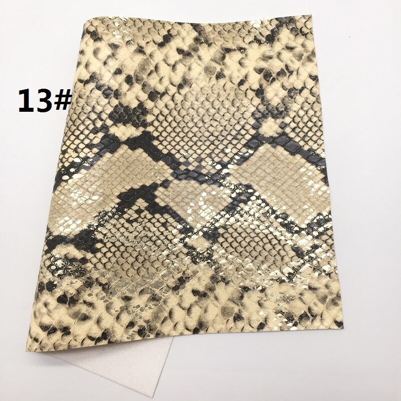 Tela metálica de piel sintética de serpiente, hojas de cuero sintético, para hacer lazos, R2033A, 21x29cm, 1 unidad: 13