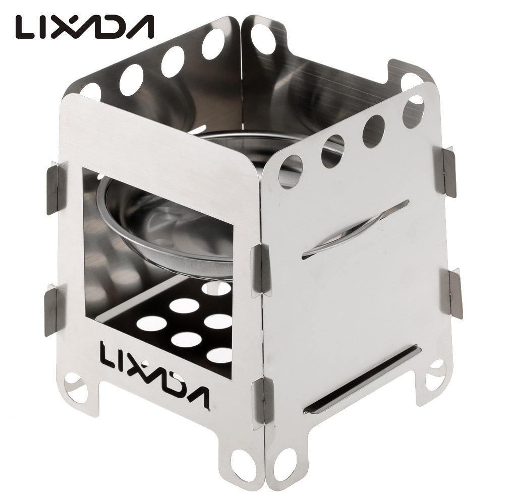/ Lixada Outdoor Lightweight Camping Wood Stove Portable Outdoor Folding Titanium Wood Stove Burning Picnic Alcohol Wood Stove