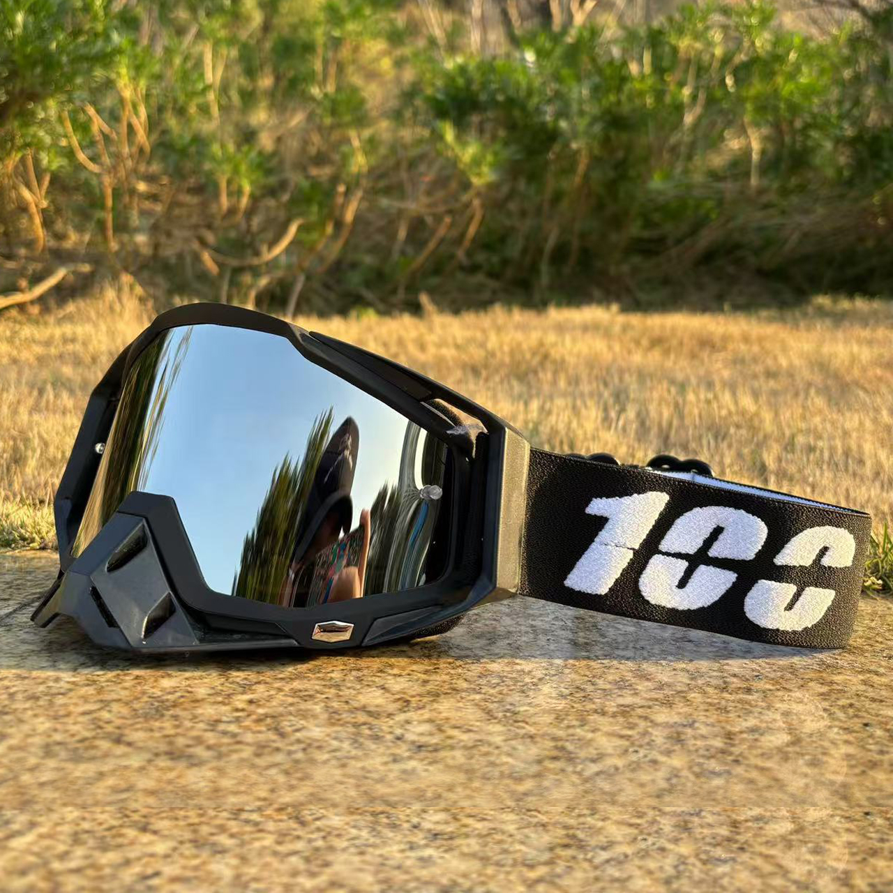100 motorcykelglasögon skyddsglasögon motocrossglasögon hjälm mx moto dirt bike atv skidåkning utomhussporter glasögon skoter mask: Svart