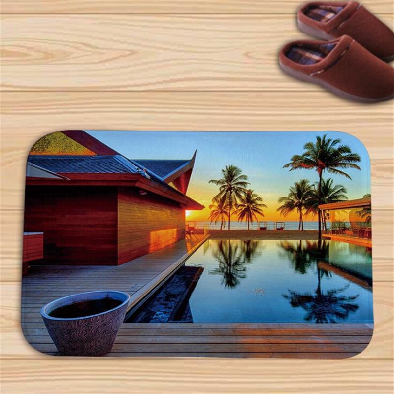 1pc Simple Home Decoration Carpet Printing Foyer Anti-skid Mat Vacuum Floor Mat Anti-skid Foot Mat