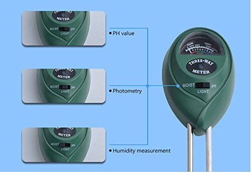 Soil Test Meter, 3-in-1 Moisture/Sun-Light/pH Sensor Meter Soil Test Kits Gardening Tool,Water Test Function for Home and Garden