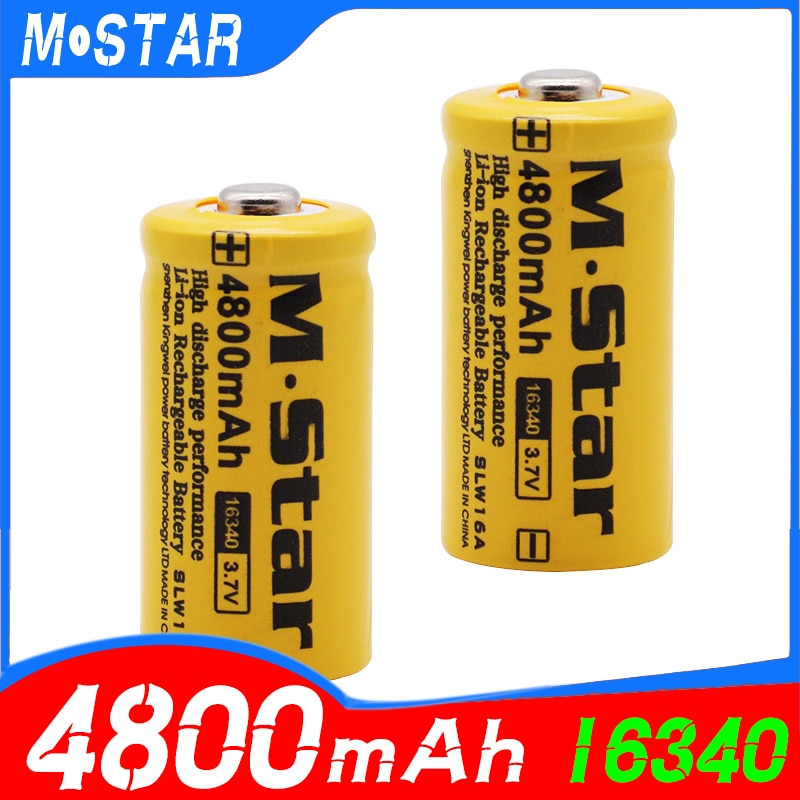 Hoge Capaciteit 4800 Mah Oplaadbare 3.7V Li-Ion 16340 Batterijen CR123A Batterij Voor Led Zaklamp Voor 16340 CR123A Batterij