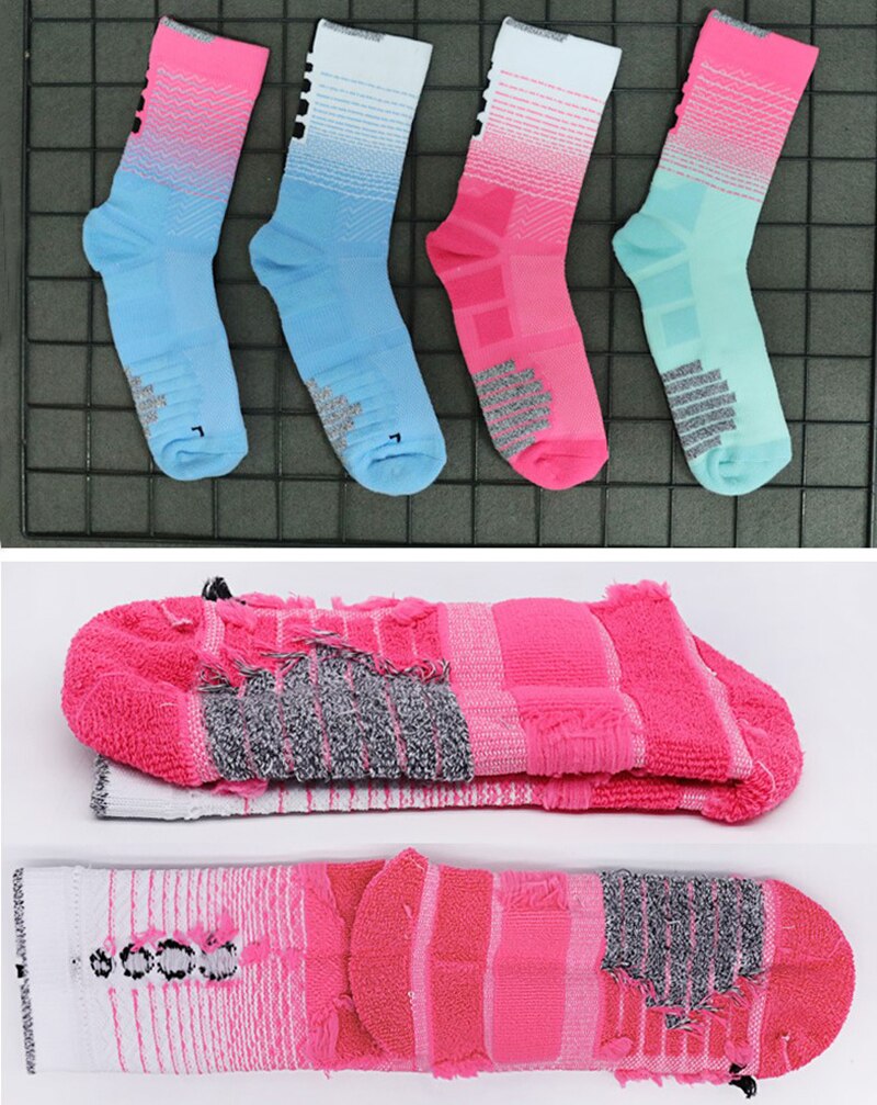Calcetines de baloncesto Elite Crew Dry Fit para hombre, medias gruesas con almohadilla de cojín de felpa suave, calcetines deportivos de Color contrastante