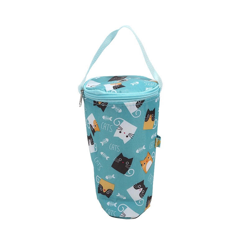Bolsa de mano portátil para té de la leche, bolsa de preservación del calor, cubierta de taza aislada, bolsa para paraguas, bolso, accesorios para bebidas y acampada: Gris