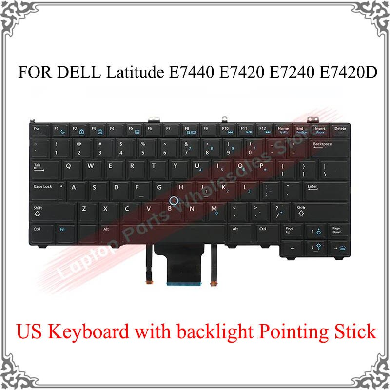 US Keyboard For DELL Latitude 12 7000 E7440 E7420 E7240 E7420D Laptop Keyboard English with backlight Pointing Stick black