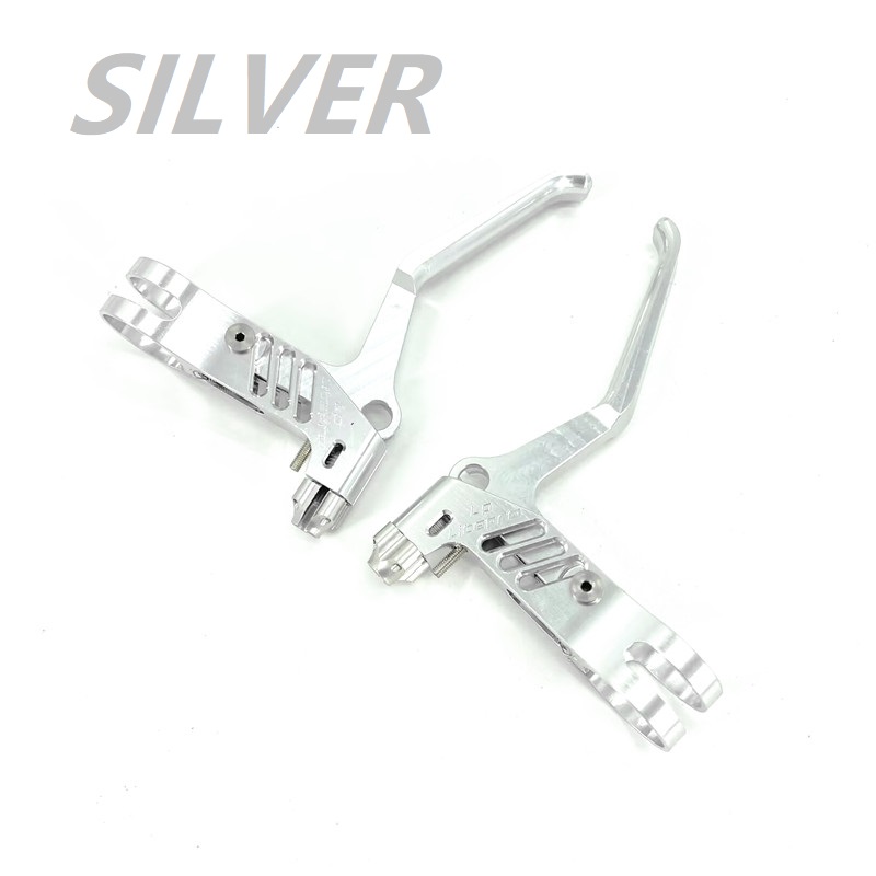 Hopfällbar cykelbromsspak aluminiumlegering cnc ihålig v-broms c-bromsok bromsspakar för bromptoncykel: Ljusgrå