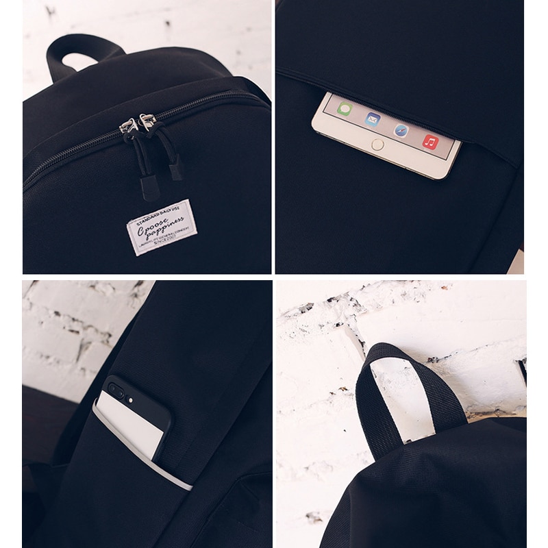 Collège filles sacs d'école pour adolescents collège lycée sac à dos femmes sac pour l'école adolescent étudiant Bookbags grand Nylon noir