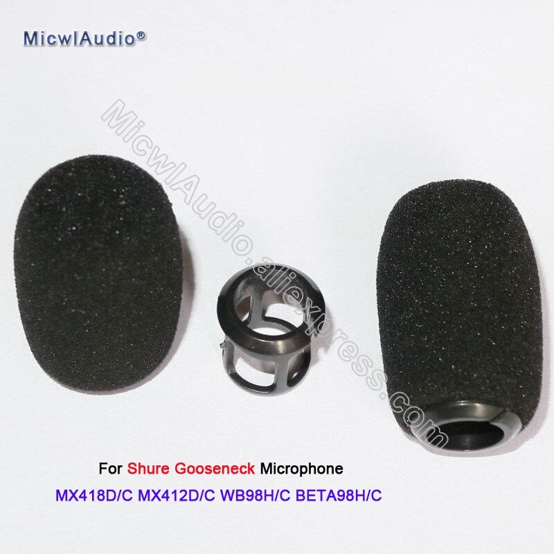 Black Sponge Snap-fit Form Windscreens For Shure MX418D/C MX412D/C WB98H/C BETA98H/C Instrument Gooseneck Microphone