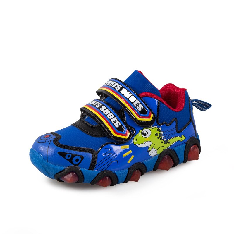 Baskets de Sport à lumières pour enfants | Nouvelles chaussures de Sport style dinosaure, baskets à la pour garçons et filles, taille 26-31: Bleu / 12