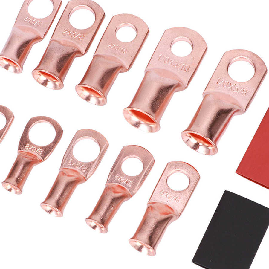 AWG Terminal Connector Cable Lug Terminal AWG Terminal Connector for household appliances 100Pcs Cable Lug Kit 12x30mm Heat