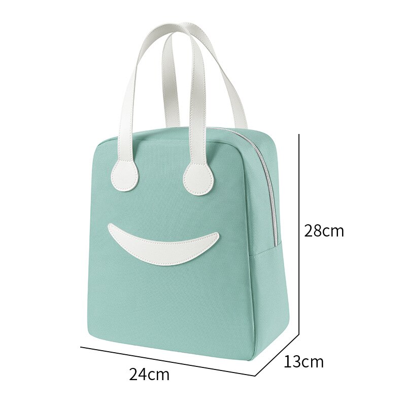 Smiley – sac à déjeuner fourre-tout de couleur unie, étanche, thermique, isolé, Portable, isotherme, Bento d&#39;extérieur pour aliments: 24x13x28 Green