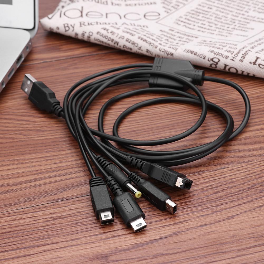 Cable cargador USB 5 en 1 para consola de juegos, Cable de carga Cable USB a 5 puertos para SP/Nintendo 3DS/NDS LITE/WII U/PSP