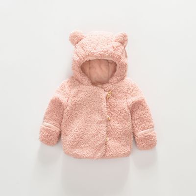 CROAL CHERIE 60-100cm Winter Jacke Für Mädchen Nette Bär Samt Baby Mädchen Kleidung Mäntel Für Neugeborene Baumwolle Vlies Overall: Rosa / 24M