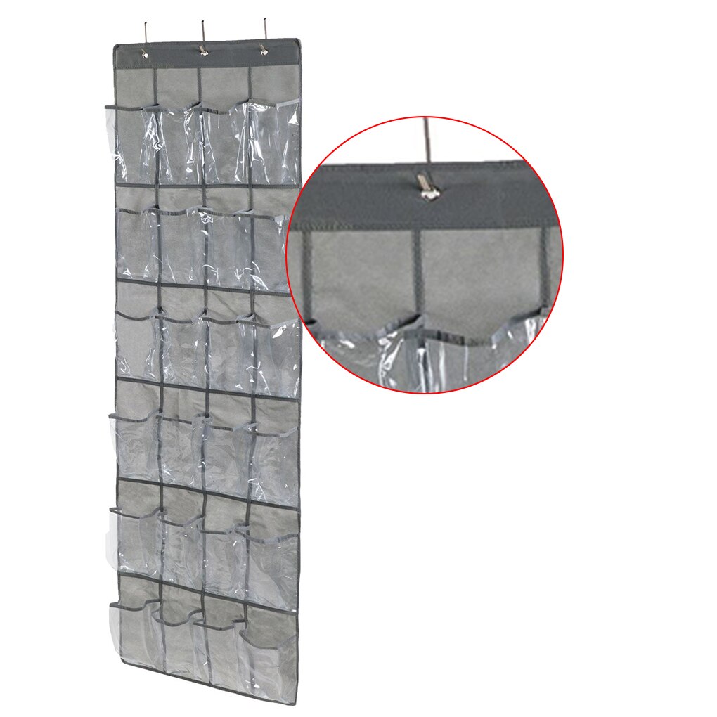 1pc 24 Grid Over Door Hanging Organizer Convenient Storage Holder Rack Closet Shoes Shoe Rack Non-Woven Fabric Shoes Holder