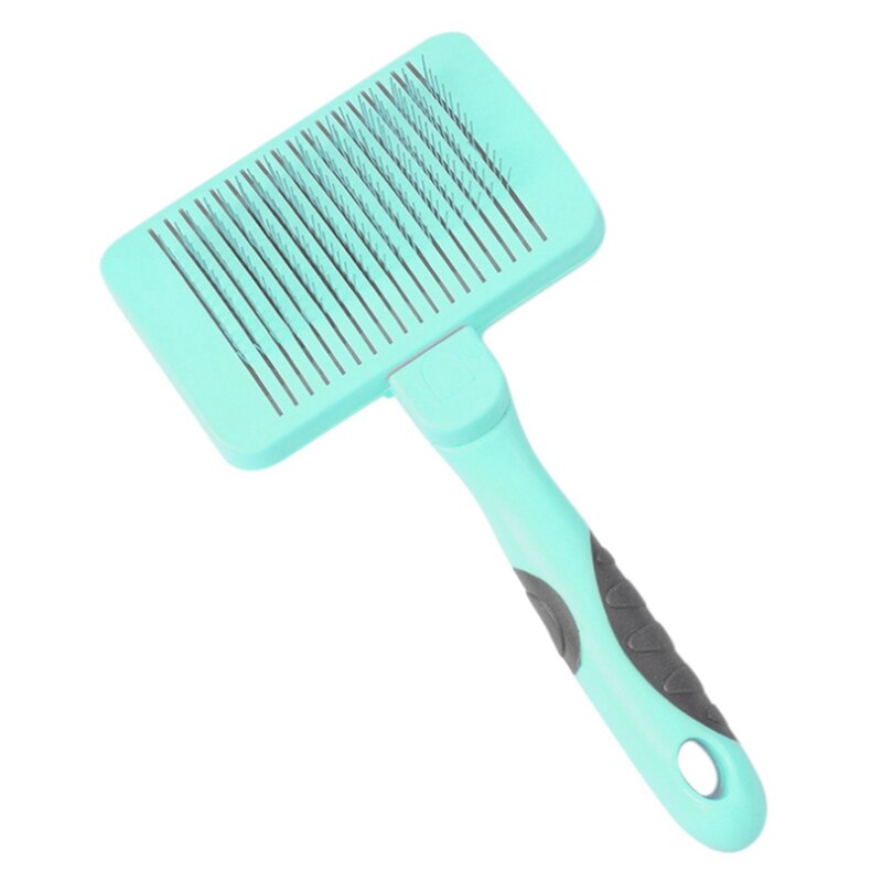 Peine para perros con alambre de acero de autolimpieza para mascotas peine para quitar el pelo suelto 1: Green