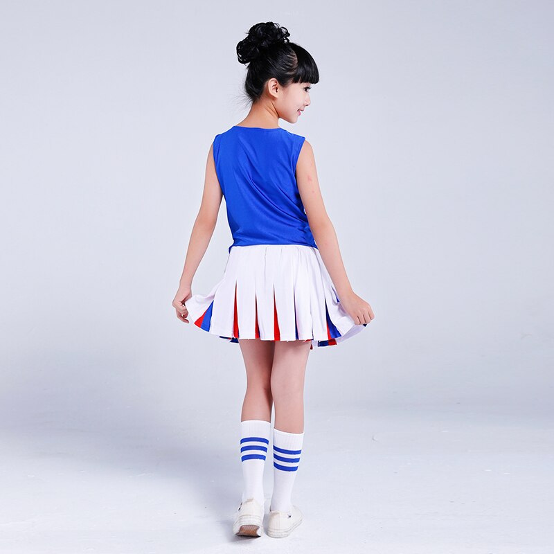 Girl Primary School Uniforms Set Girl Cheerleader Uniforms Kid Cheer Leaders Costumes Children Soccer Cheer Team Uniforms