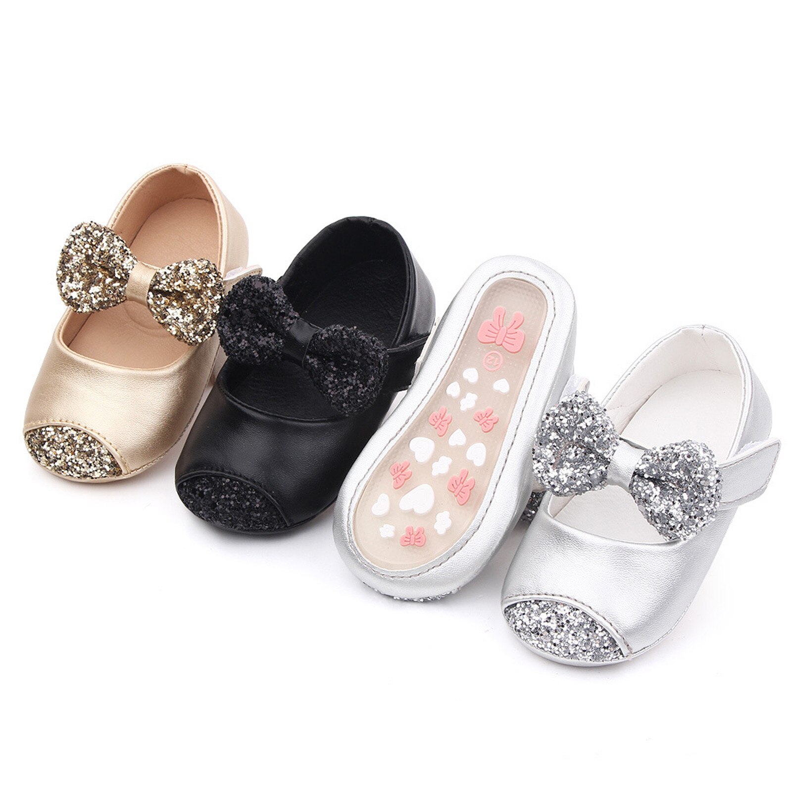 Zapatos de princesa con lazo para niños y niñas, calzado de princesa de cuero Pu para , zapatos de princesa con cuentas