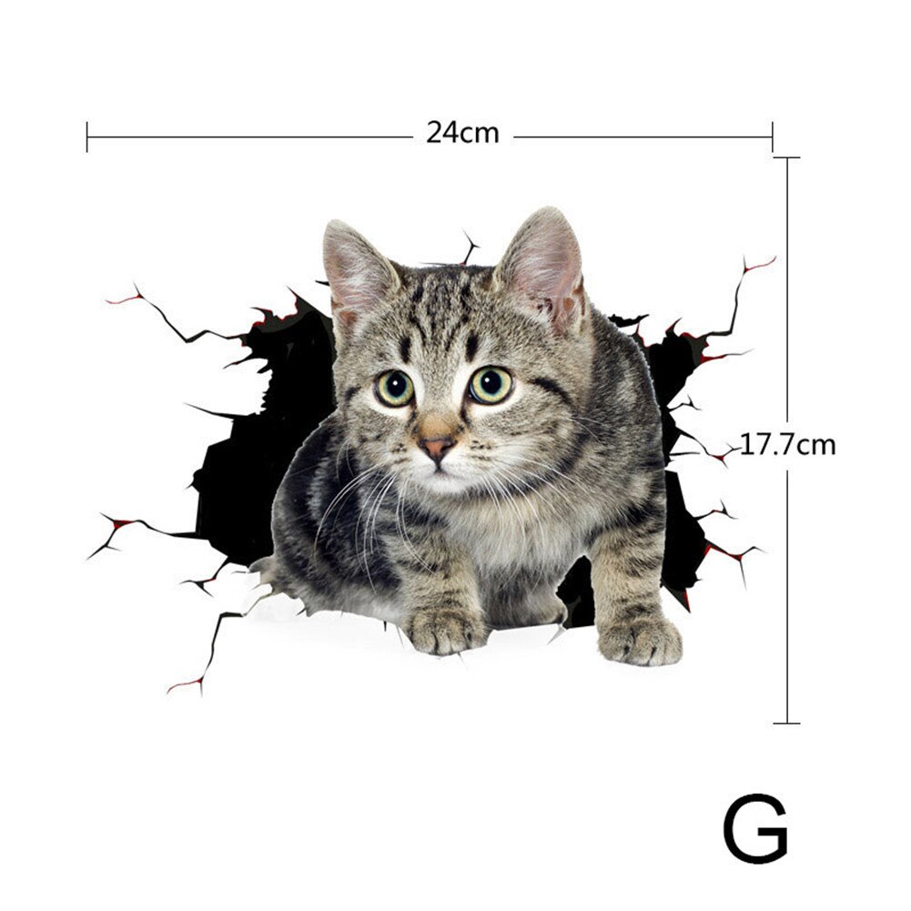 Pegatinas de coche creativas bonitas de simulación 3D, calcomanía autoadhesiva para perro gato, calcomanía para pared para niños, murales extraíbles para habitación: G