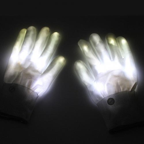 1Pair Funny LED Light Up Hand Finger Gloves Halloween Christmas Costume Dance Decor: White