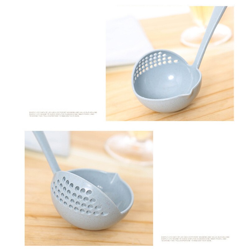 2 in 1 Lange Griff Suppe Löffel Hause Sieb Kochen Sieb Küche Scoop Kunststoff Pfannen Geschirr