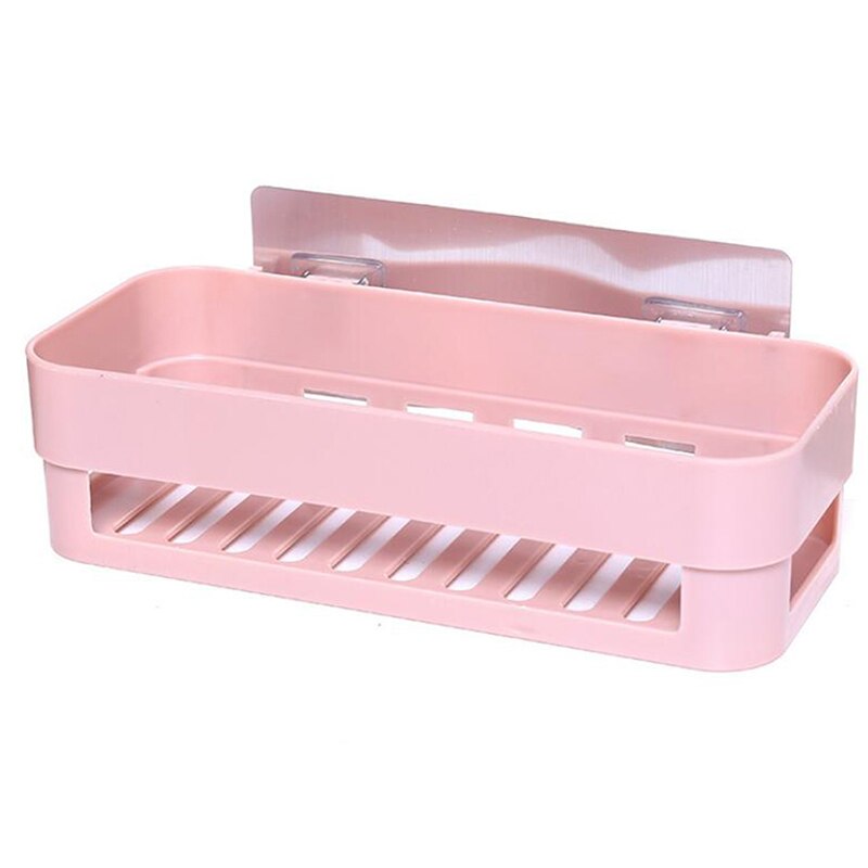 Colgador de toallas para baño, estante de ducha para champú, soporte para jabón, organizador de almacenamiento de cocina, decoración de pared: pink
