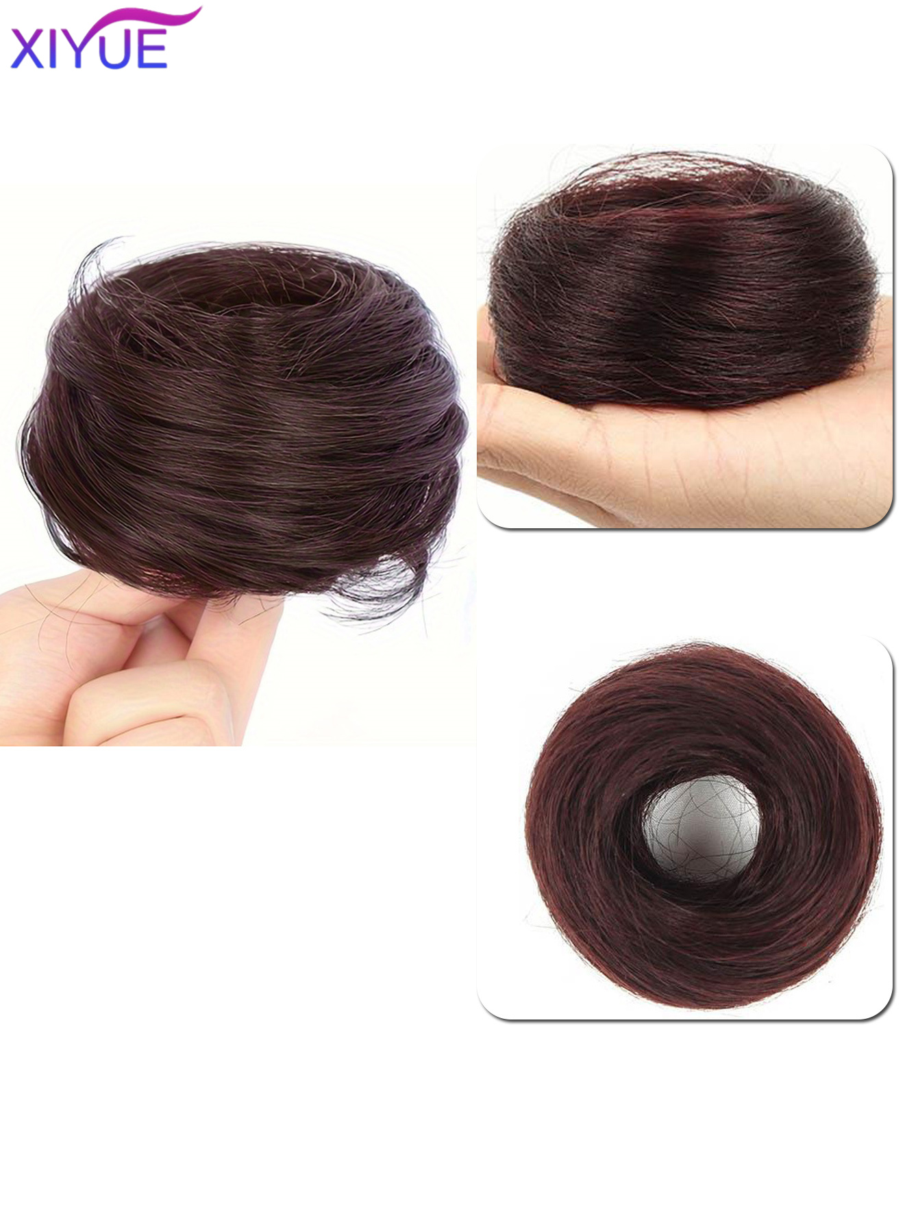 Synthetischer Haarknoten, gerader Chignon, elastisches Gummiband, künstliches Haar, zum Anklipsen auf der Haarschwanzverlängerung, Hochsteckfrisur, Haarteil, Pferdeschwanz: Silber