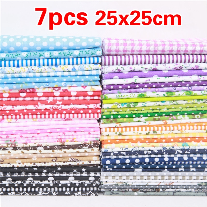 7 stk. 25 x 25cm trykte blomsterstoffer til patchwork håndarbejde syemateriale bomuldsklud systoffer diy håndlavet klud