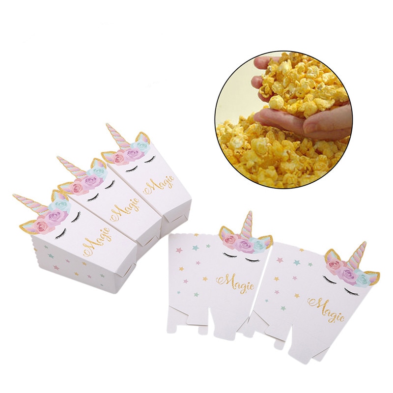12 Stks/set Eenhoorn Leuke Popcorn Box Party Supply Case Geschenkdoos Gunst Accessoire Kids Verjaardag Bruiloft Feestartikelen