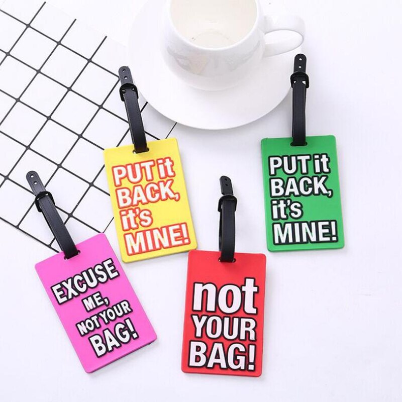 PURDORED 1 pc "Not Your Bag" Letter Luggage Tag Silica Gel Travel Accessories Cartoon Travel Suitcase Label Tag