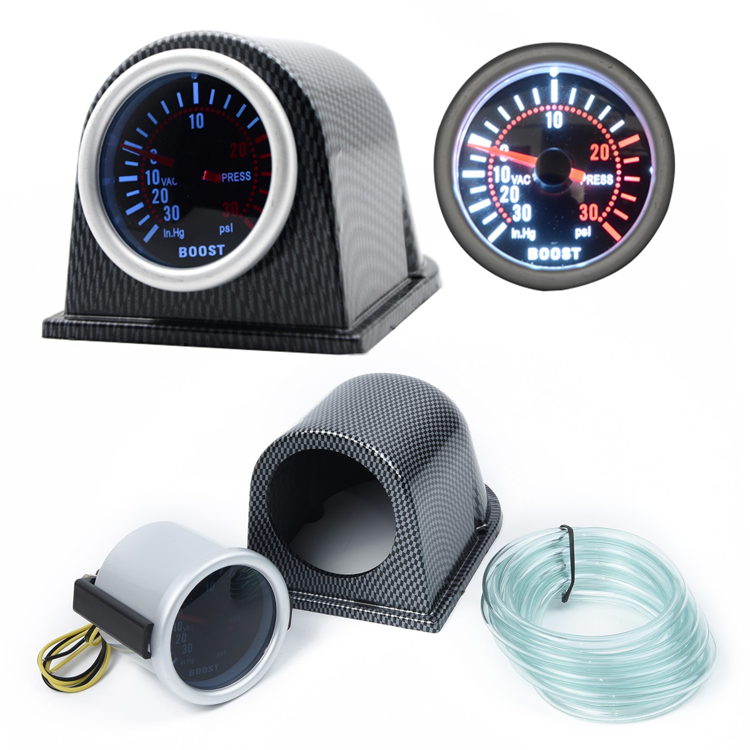 Vehicles Turbo table LED Turbo Boost Gauge Universal 0-30 inches of HG Vacuum Scale VehiclesLED Gauge Pointer