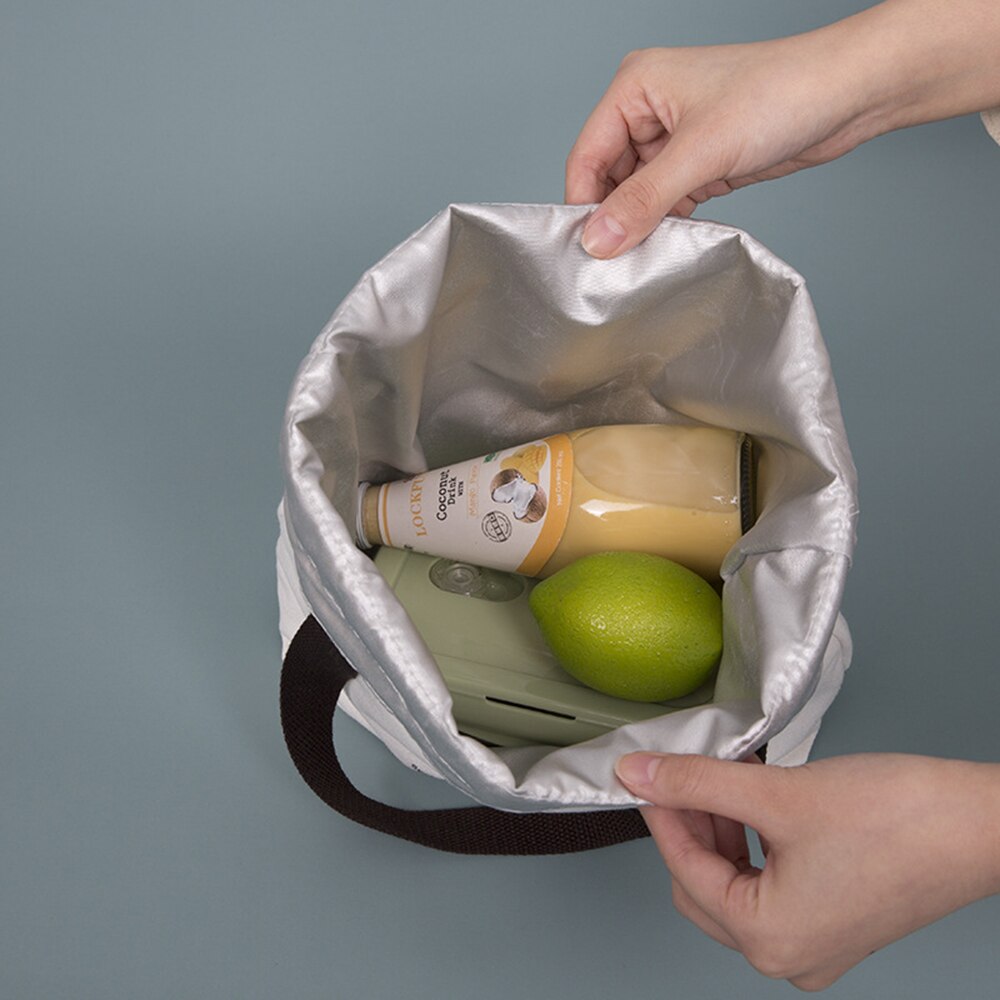 Borsa da pranzo in tela fodera in foglio di alluminio spesso scatola da pranzo borsa termica borsa da Picnic contenitore per la cena borse per la conservazione degli alimenti scolastici