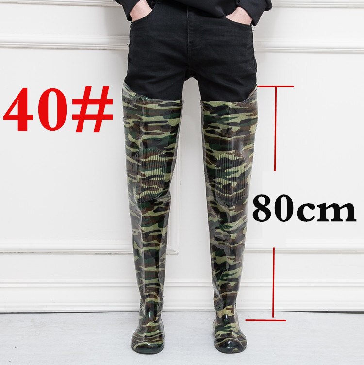 Saut en hauteur 80cm Camouflage bottes de pêche 0.55mm PVC intégré sans couture combinaison bottes de pêche respirant bottes de pêche: 40