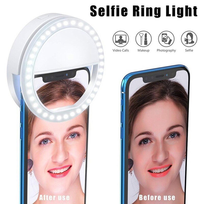 Selfie Led Ring Flash Light Aanvullende Universele Mobiele Telefoon Camera Clip Voor Iphone Huawei Samsung Xiaomi Fotografie Lamp