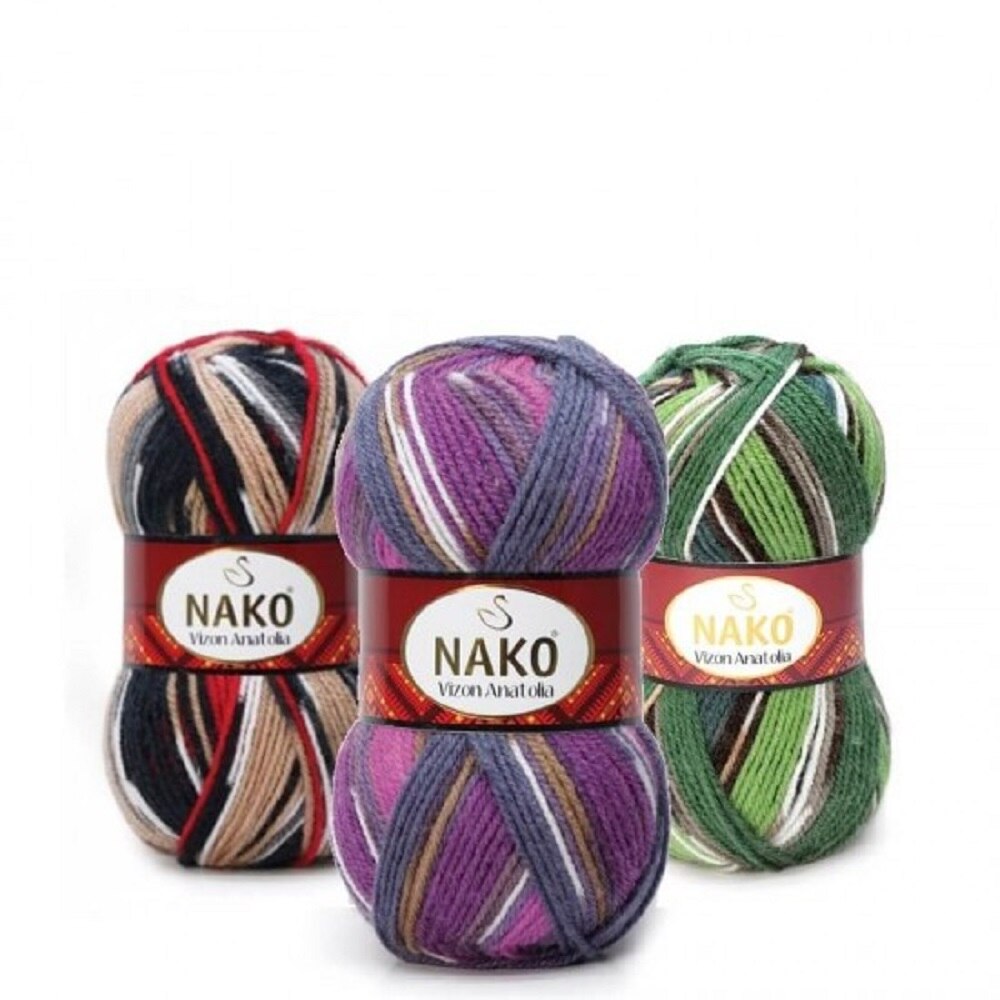 Nako Vizon Anatolia Yarn Dıy Knitting Rope Yarn Multicolor Shawl Cardigan Scarf beanie colored rope Soft 100% Premium Acrylic