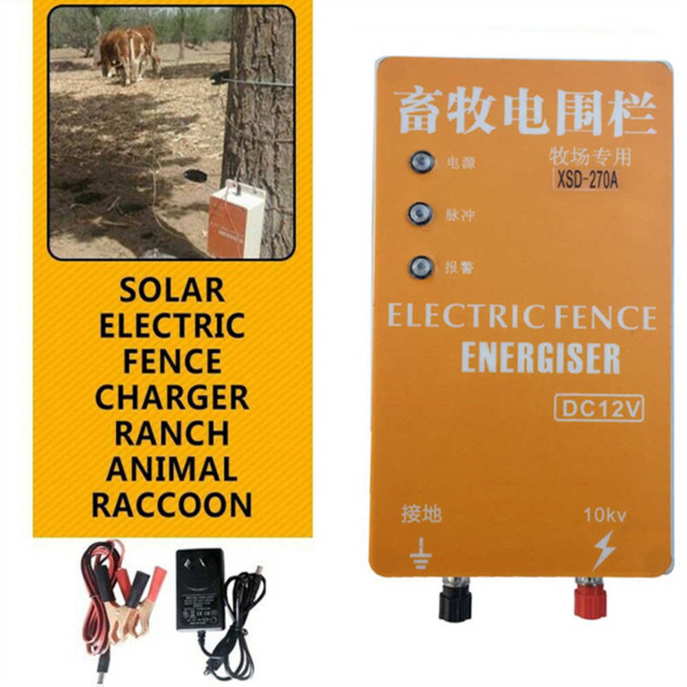 Solar Electric Fence Energizer Charger High Voltage Pulse Controller For Animals Various Distances Insulators Wire Accessories