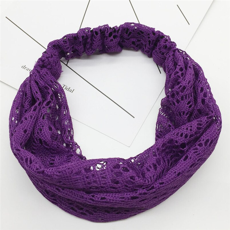 nuevas mujeres Yoga encaje hueco cabeza envolver amplia diadema flor diadema accesorios al por mayor y al por mayor # K29
