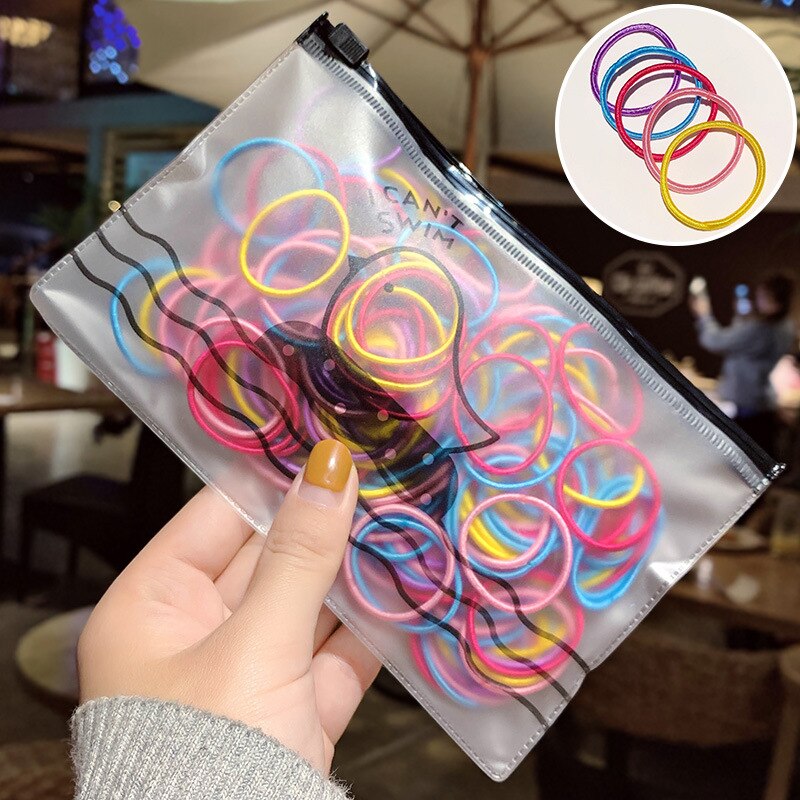 100PCS/Lot Girls Candy Colors 2.5CM Rubber Bands Children Safe Elastic Hair Bands Ponytail Holder Kids Hair Accessories