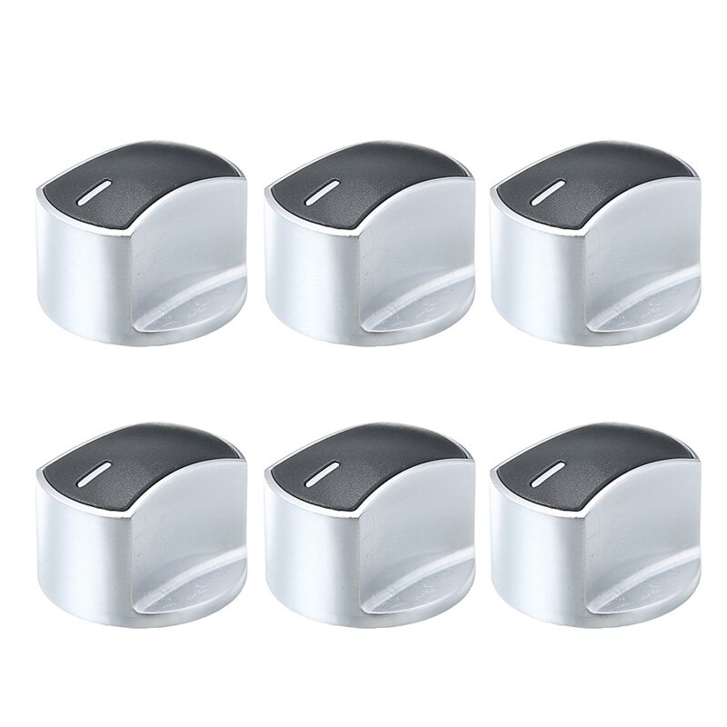 6Pcs Duurzaam Kachels Oven Knoppen Universele 6Mm Kachel Gasfornuis Oven Kookplaat Control Metal Knoppen Handvat Adapters Schakelaar kookgerei Onderdelen